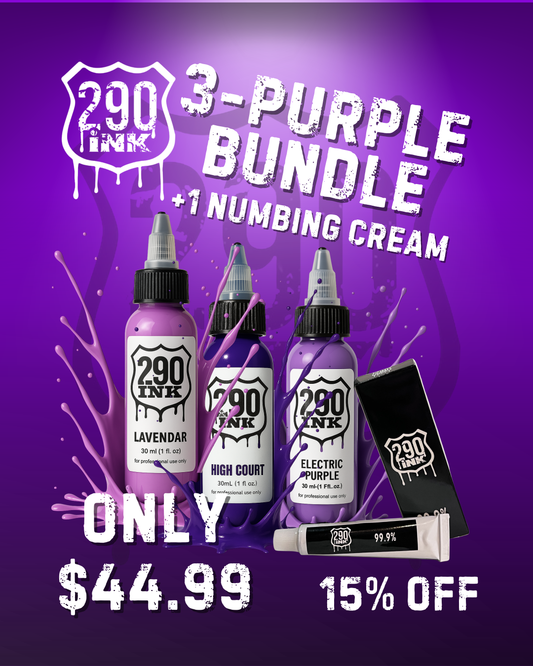 3-set PURPLE + 1 Numbing Cream Bundle: Lavender, High Court, Electric Purple (1oz ea)