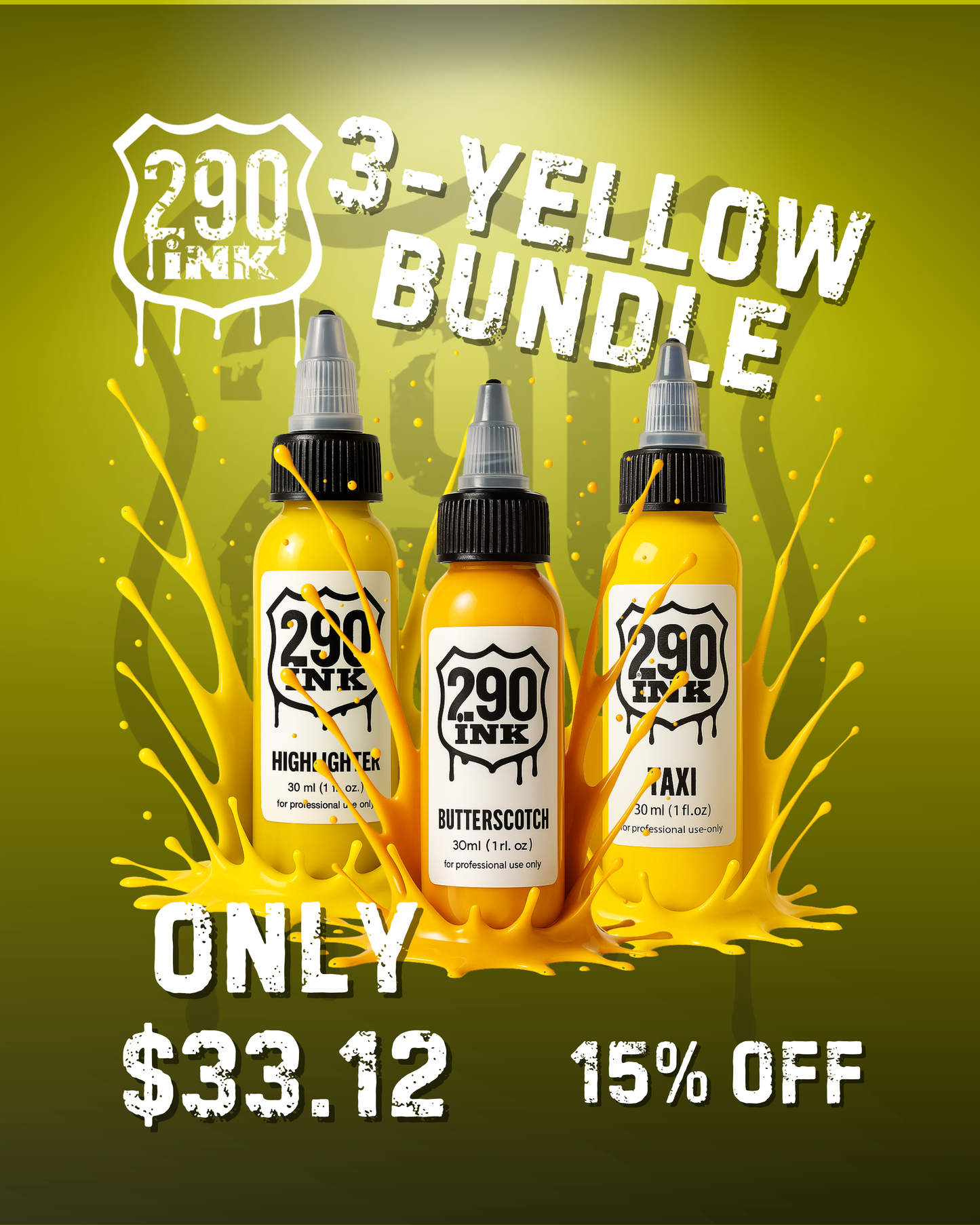 3-set YELLOW Bundle: Highlighter, Butterscotch, Taxi (1oz ea)